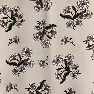 LOFT Floral Print Top in Gray, White, and Green